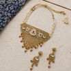Rajwadi Green Enamel Floral Kundan Choker Set