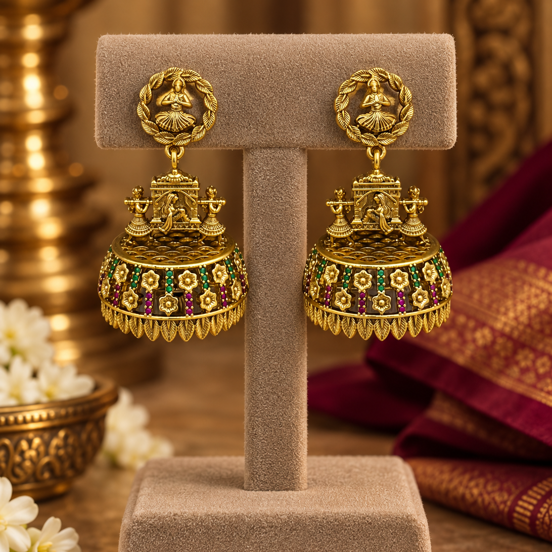 Lakshmi Devi Temple Jhumka Earrings