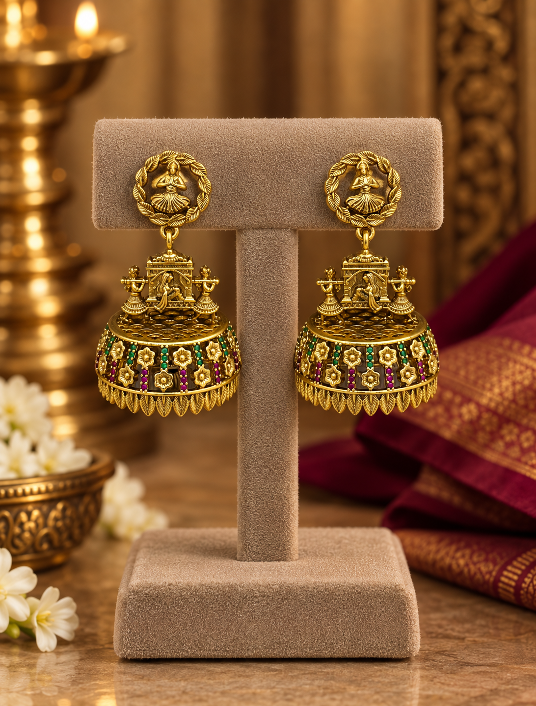 Lakshmi Devi Temple Jhumka Earrings