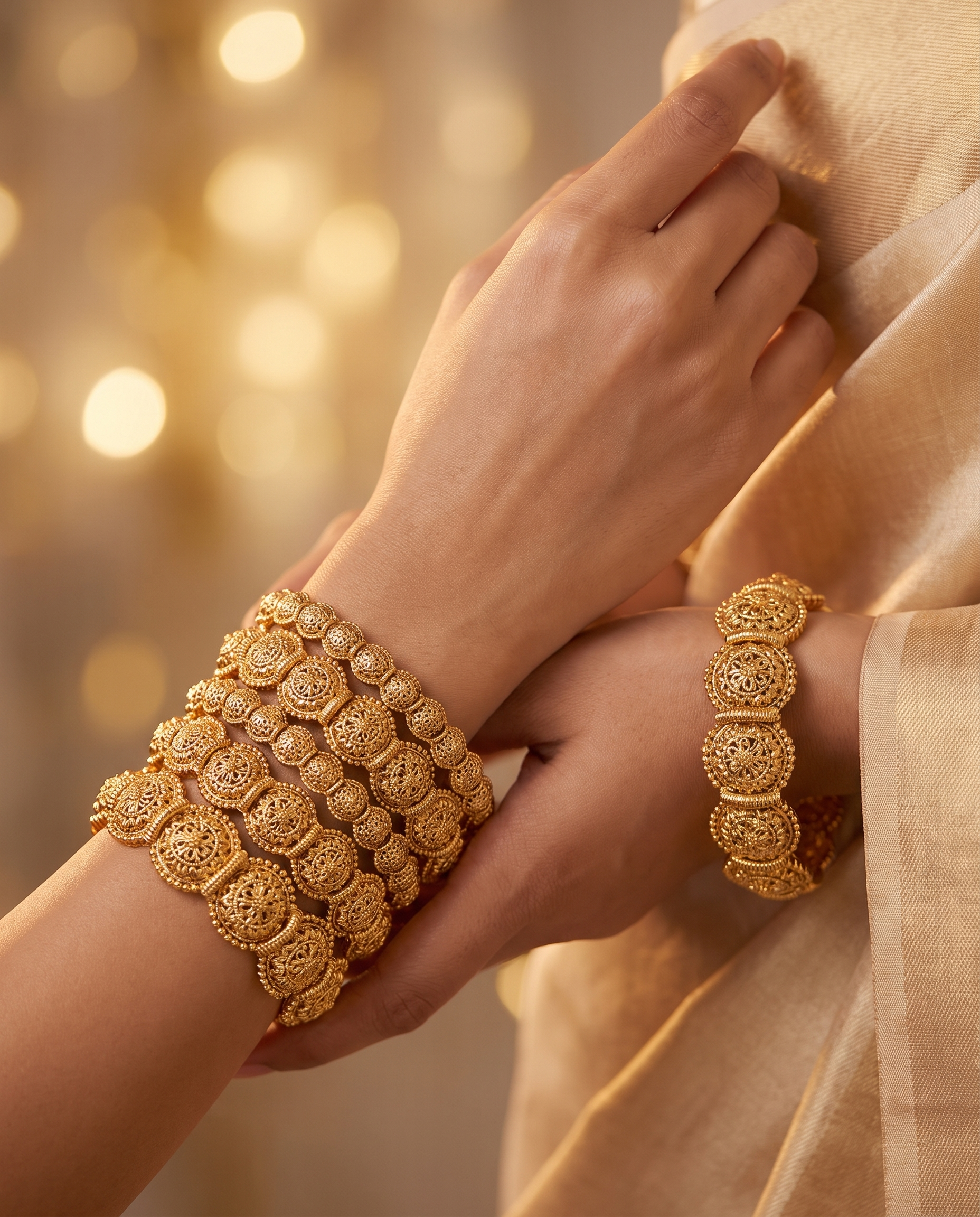 Filigree Temple Gold Plated Bangle Set