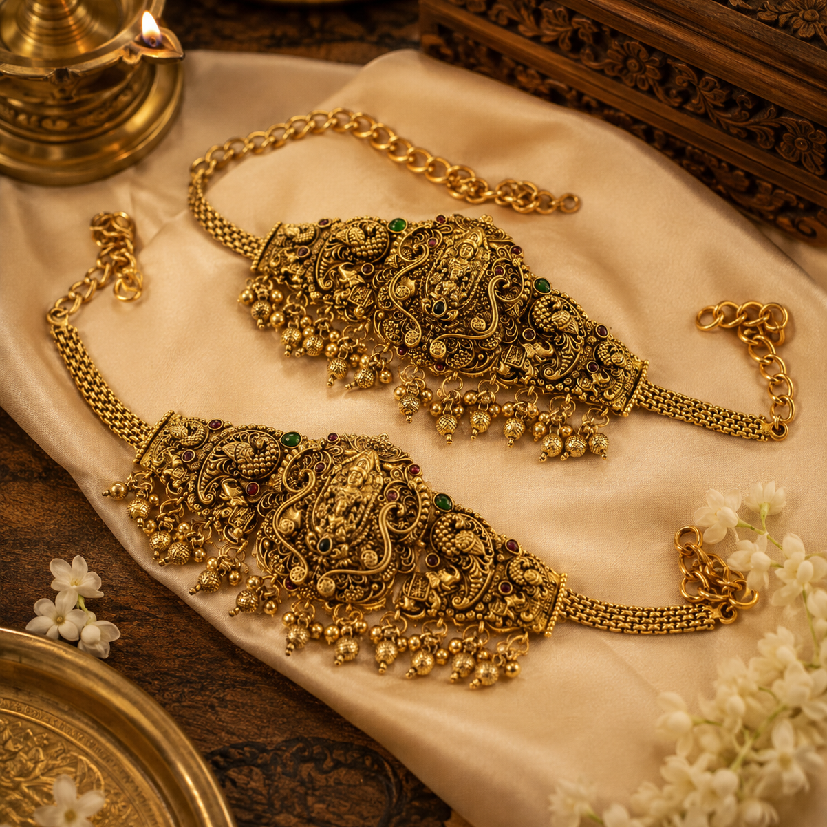 Peacock Gold Plated Vanki Armlet Pair