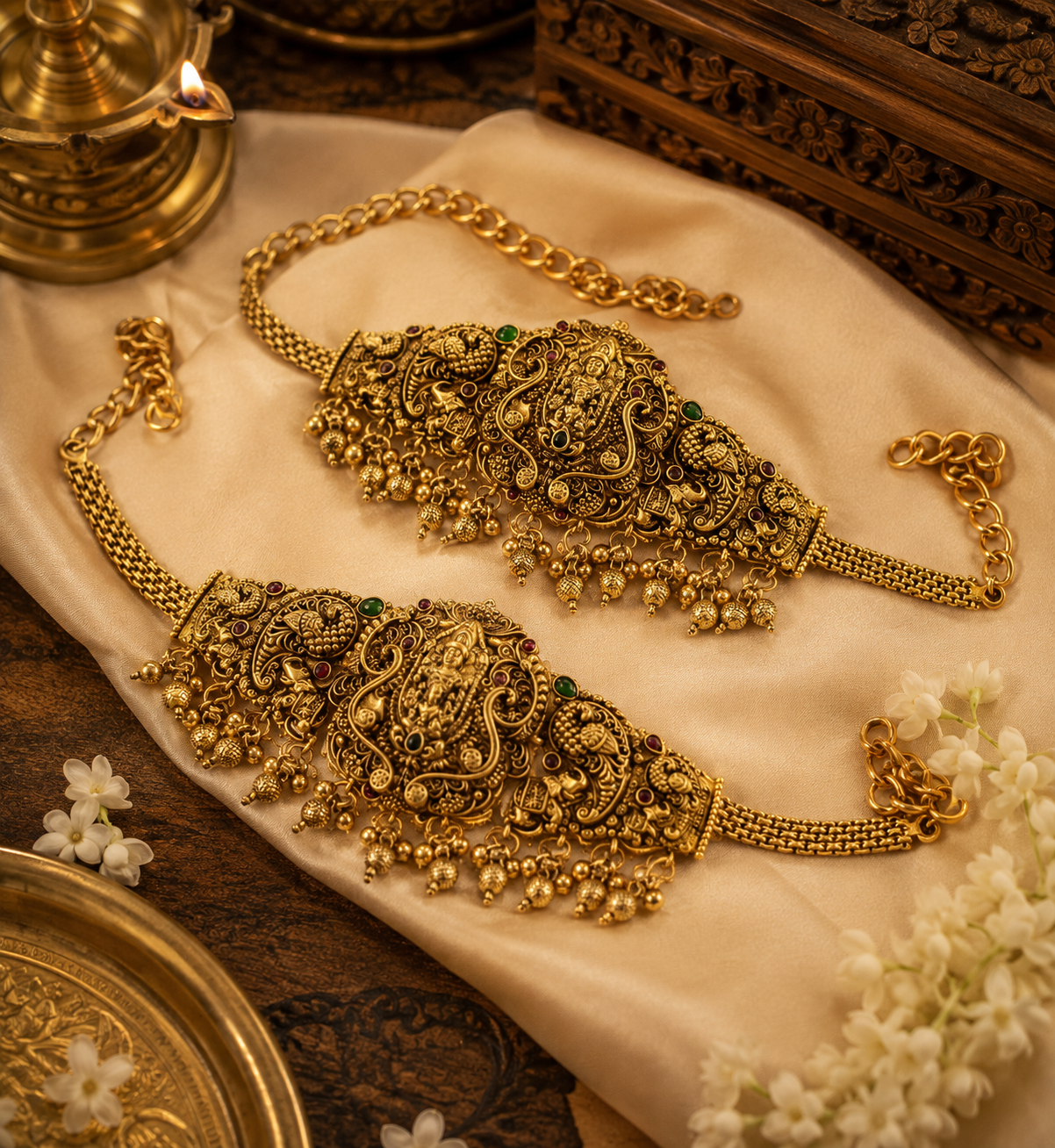 Peacock Gold Plated Vanki Armlet Pair