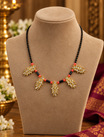 Red Accent Floral Black Bead Mangalsutra