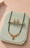 Green Stone Double Gold Plated Mangalsutra Set