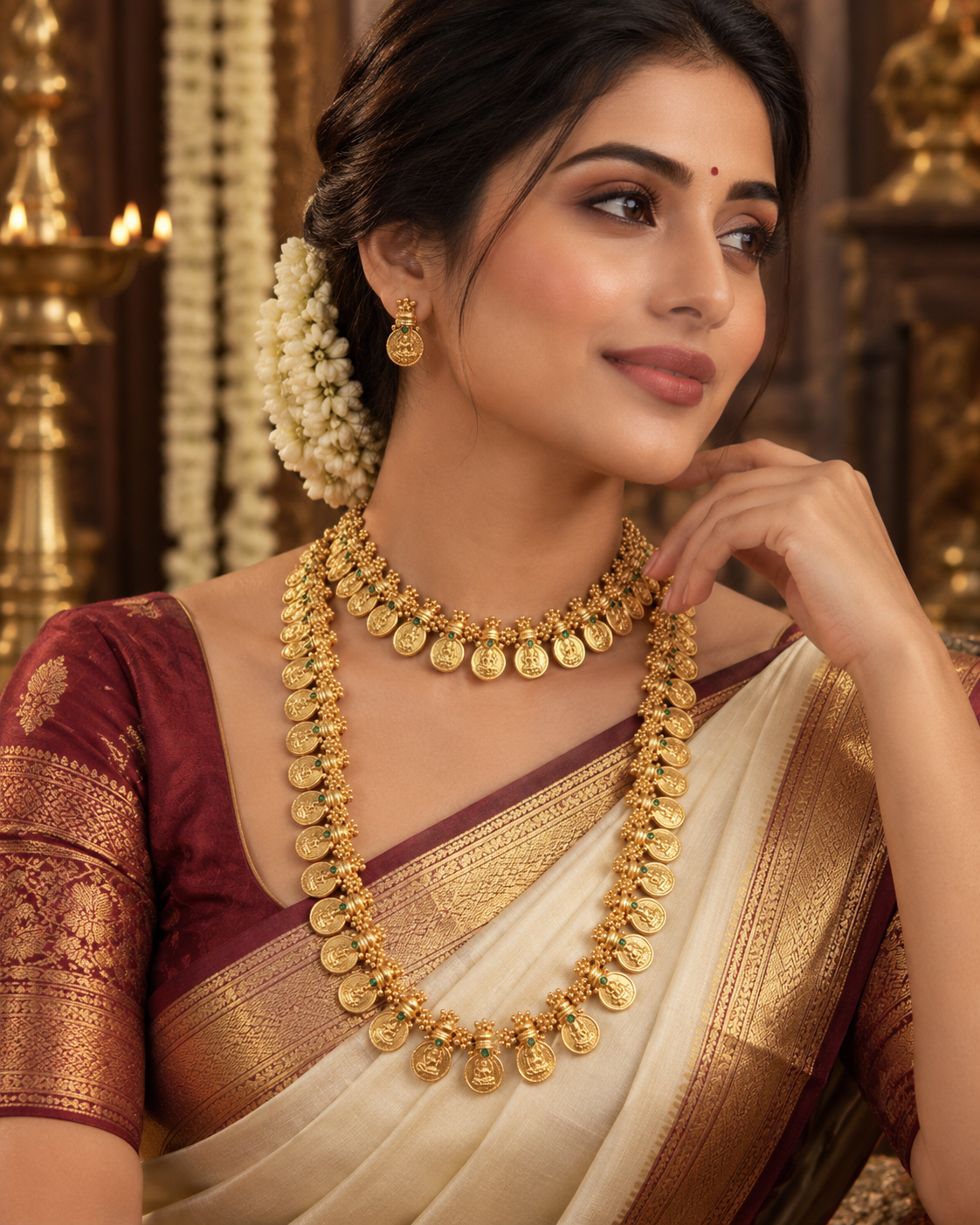 Layered Kasula Gold Plated Haram Necklace Set