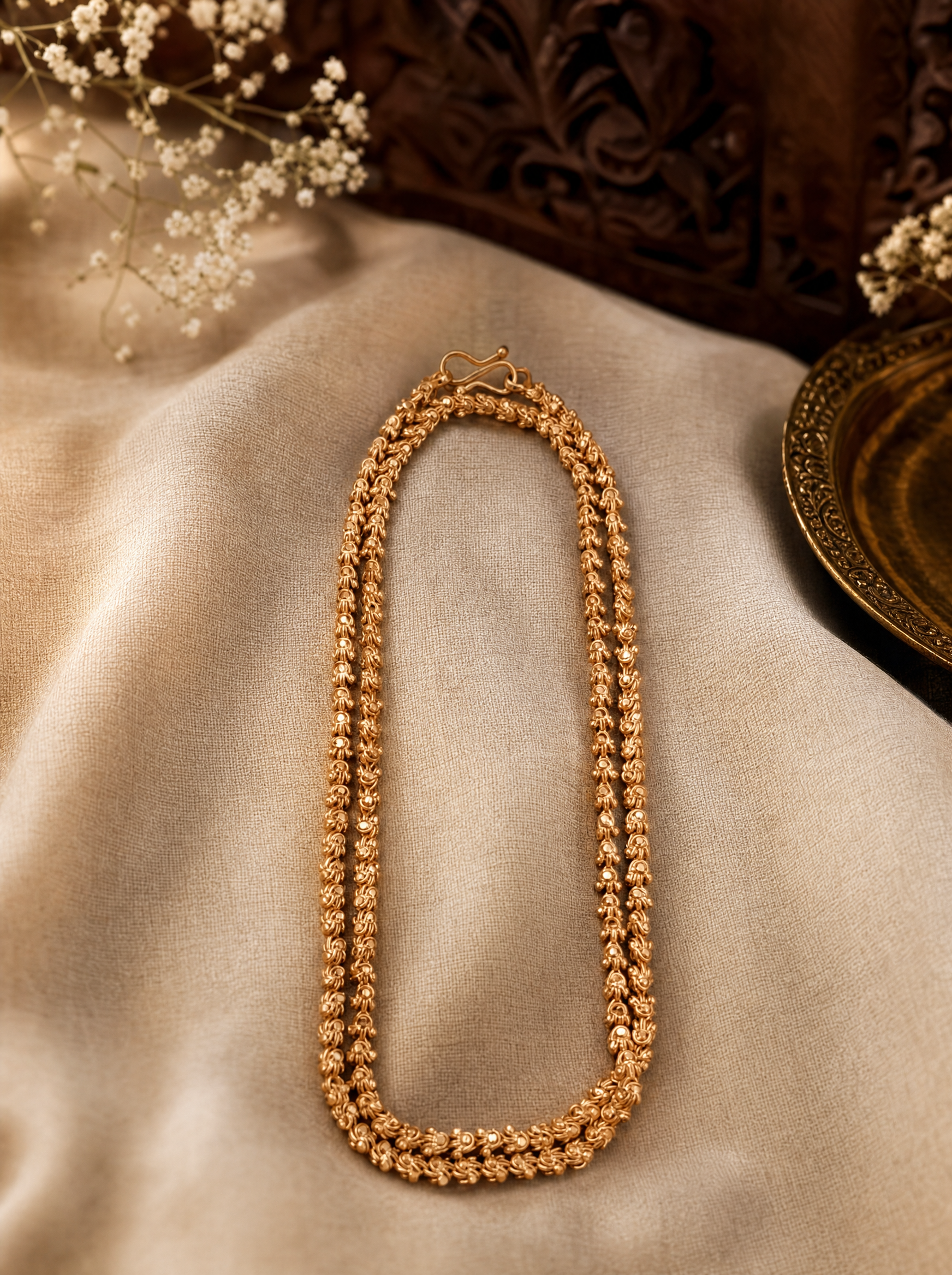 Double-Row Chain Gold Tone Necklace