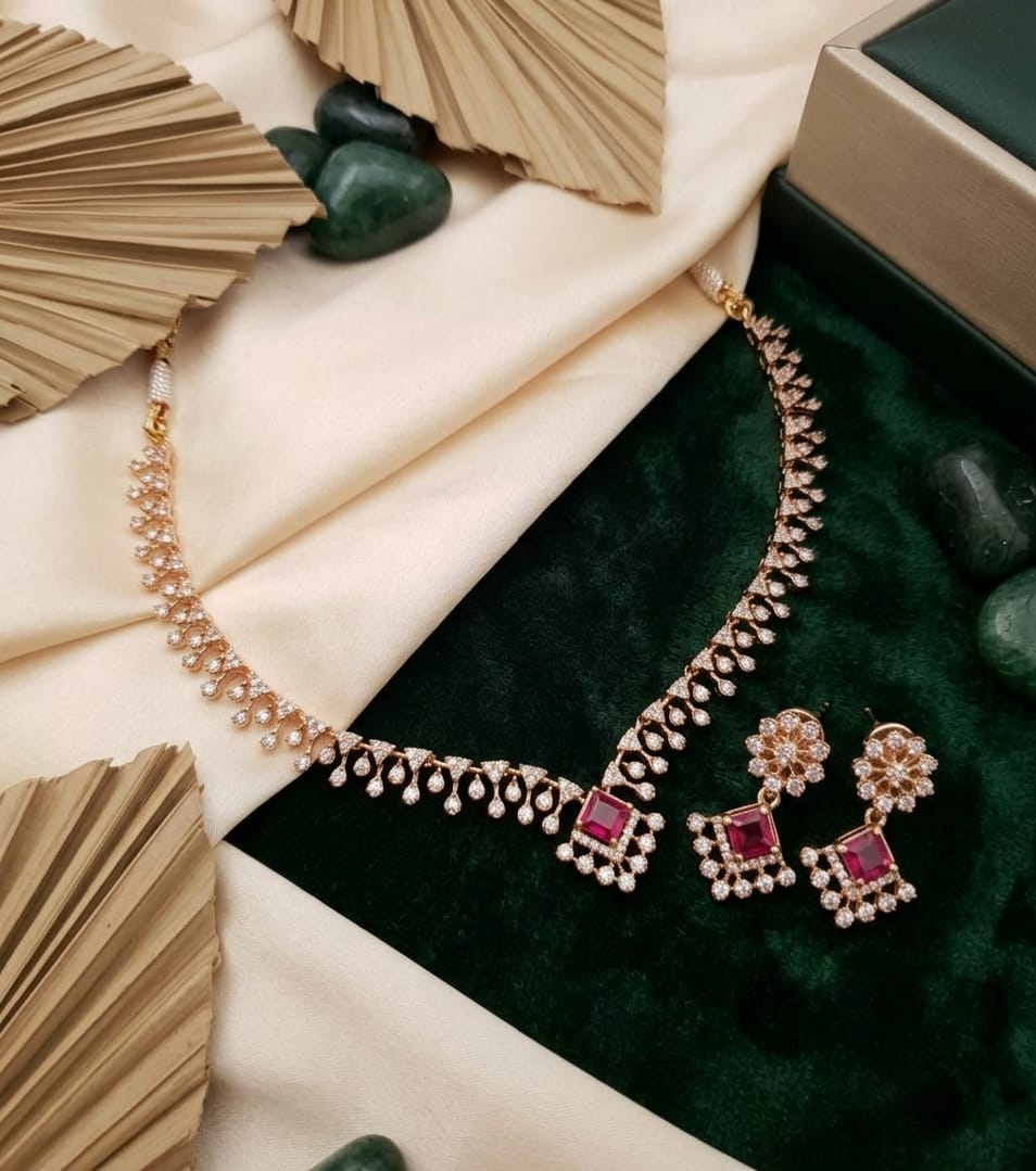 Ruby Stone Traditional Necklace Set