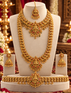 Semi Bridal Long Temple Necklace Combo Set