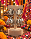 Oxidised Mirror Work Jhumka Earrings