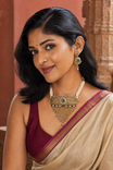 Rajwadi Meenakari Leafwork Pearl Choker Set