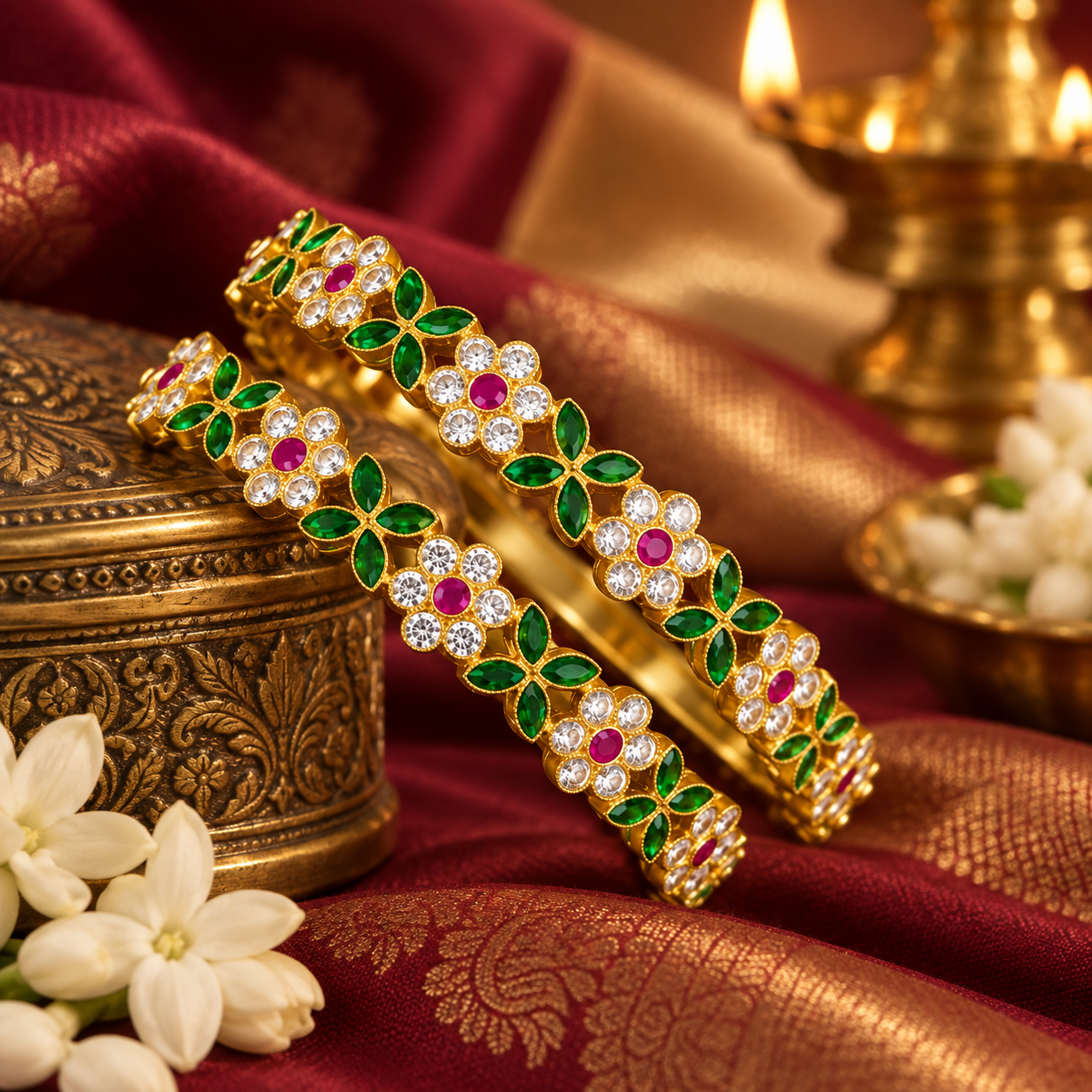 Pink Green Floral Mangalsutra