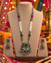 Oxidised Green Stone Traditional Necklace Set