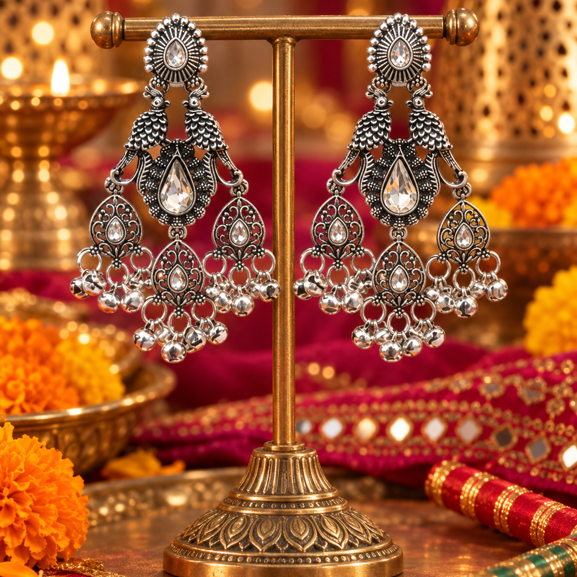 Oxidised Long Jhumka Earrings