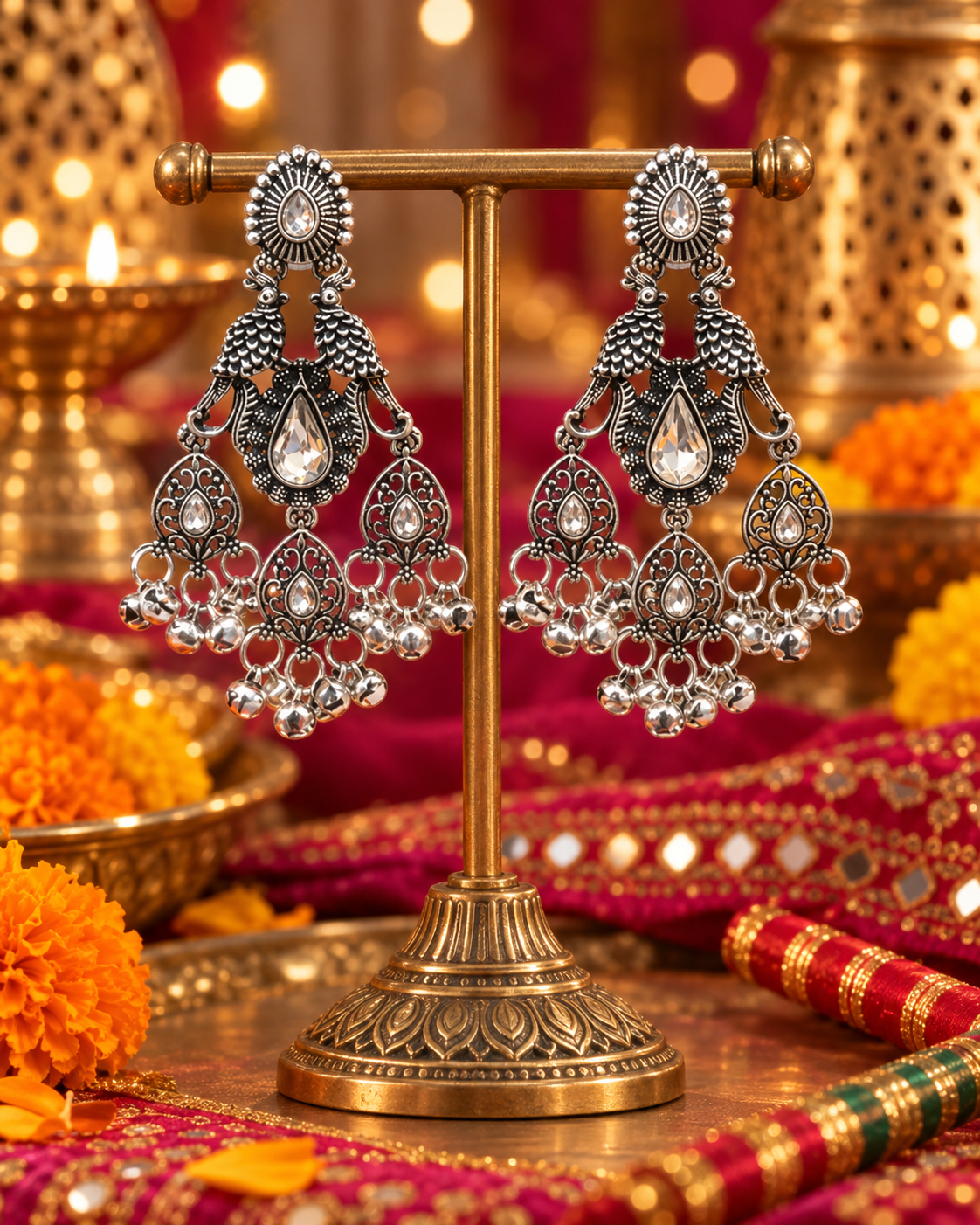 Oxidised Long Jhumka Earrings