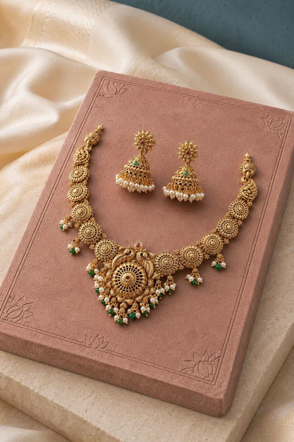 Chakra Lakshmi Devi Gold Plated Choker Set