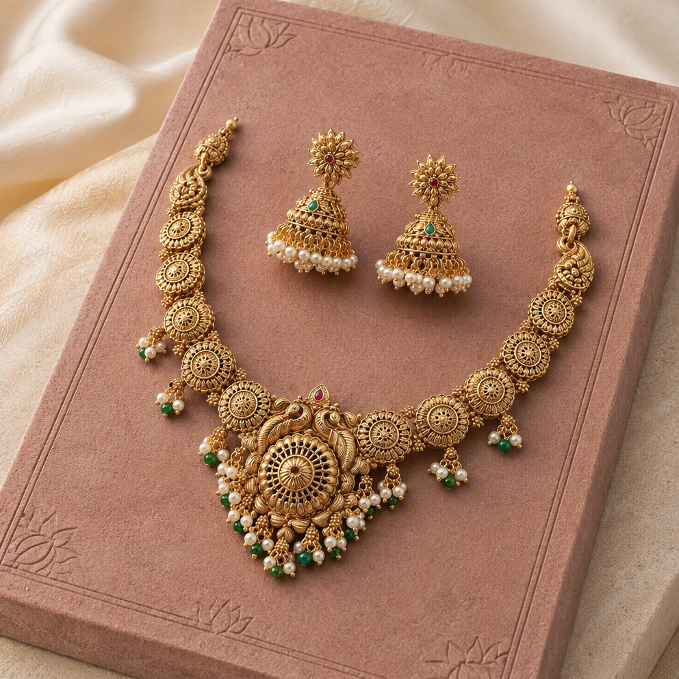 Chakra Lakshmi Devi Gold Plated Choker Set