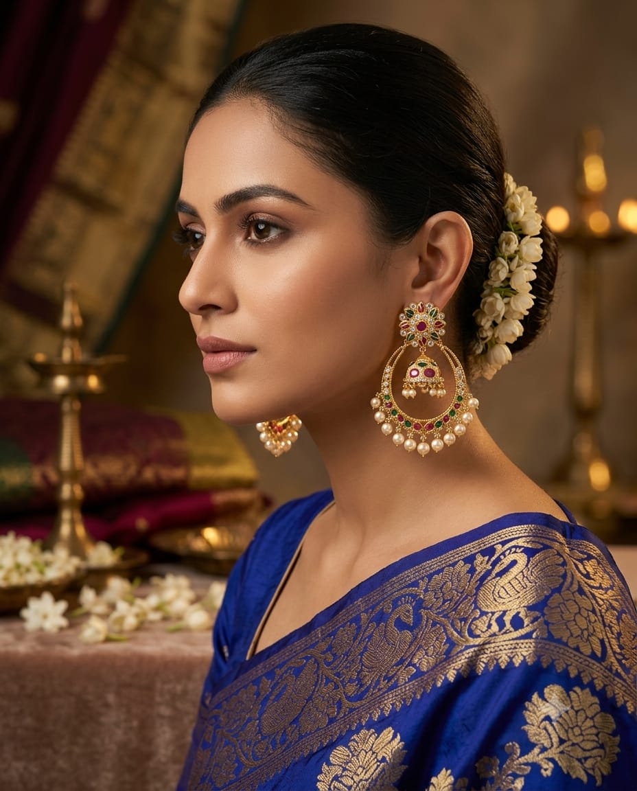 Multicolour Chandbali Jhumka Earrings