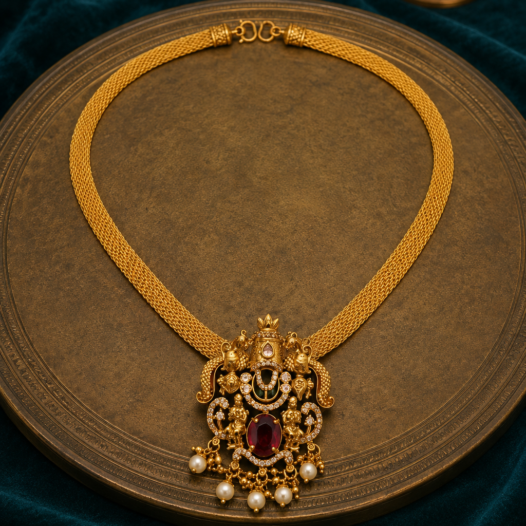 Balaji Gold Plated Detachable Temple Pendant