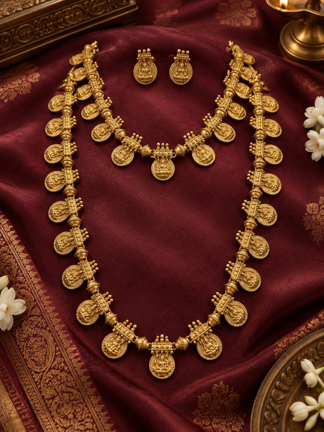 Double-Layer Kasula Gold Plated Necklace Set