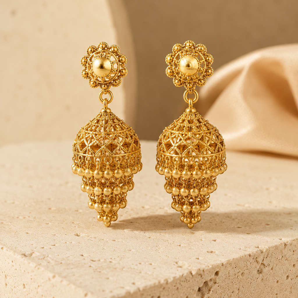 Gold Tone Jhumka Drop Earrings