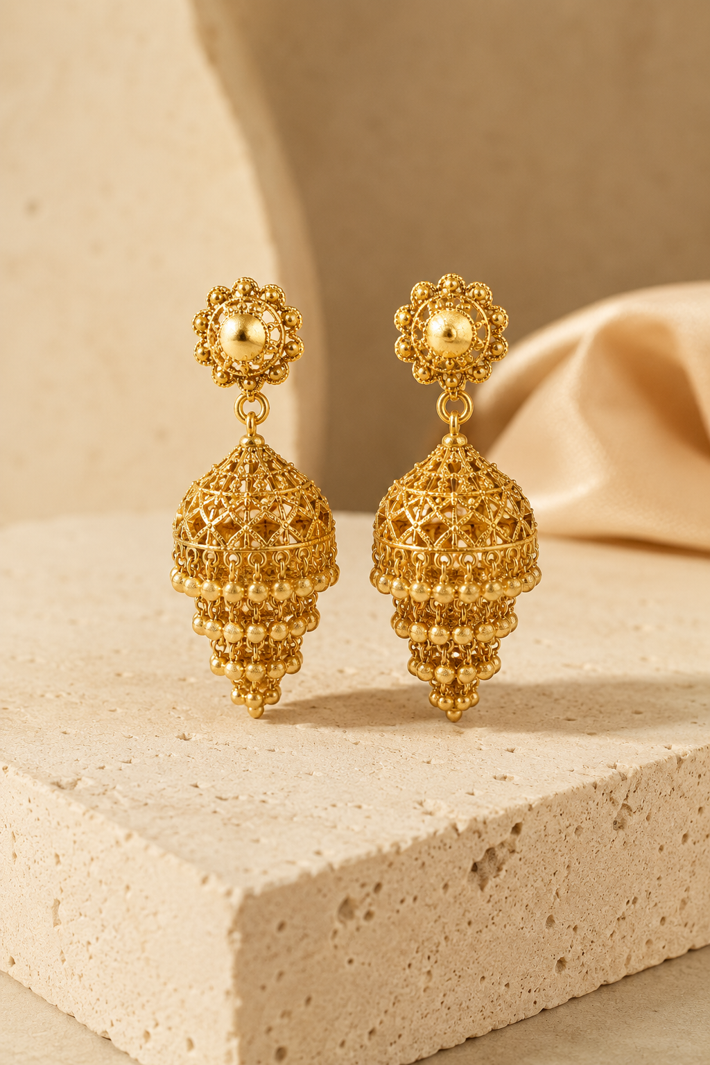 Gold Tone Jhumka Drop Earrings