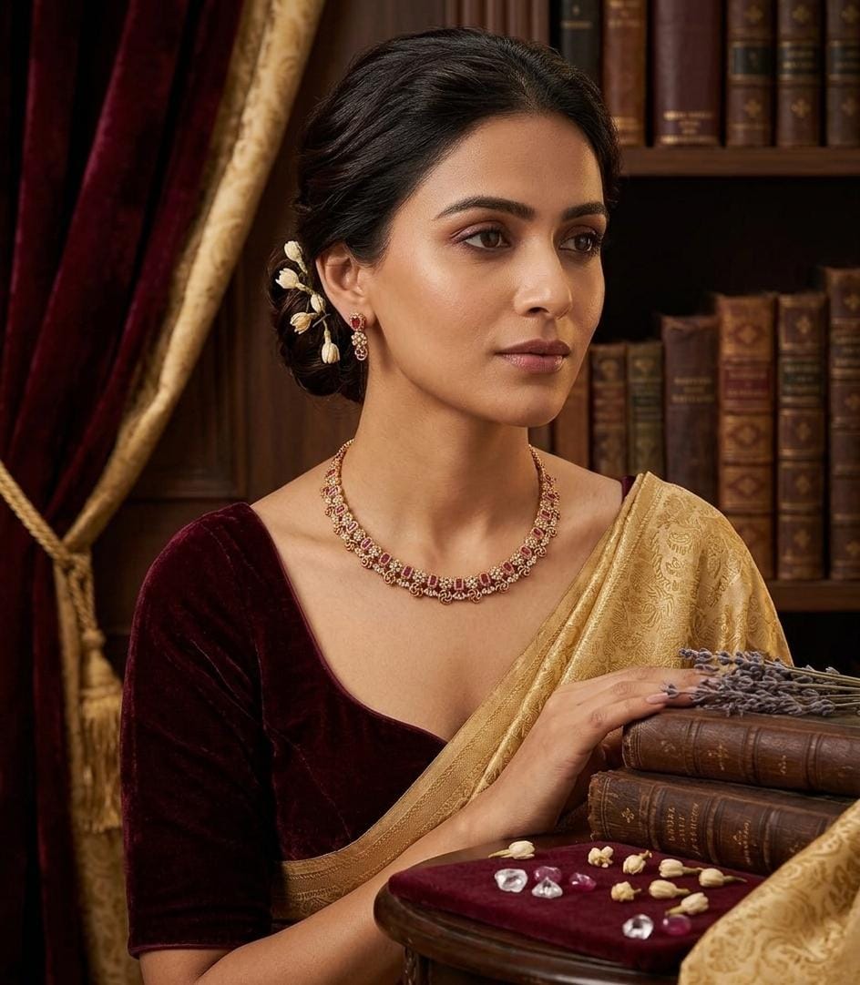 Ruby Stone Gold-Plated Necklace Set
