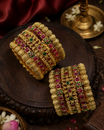 Multicolour Kundan Bridal Gold Plated Bangle Set