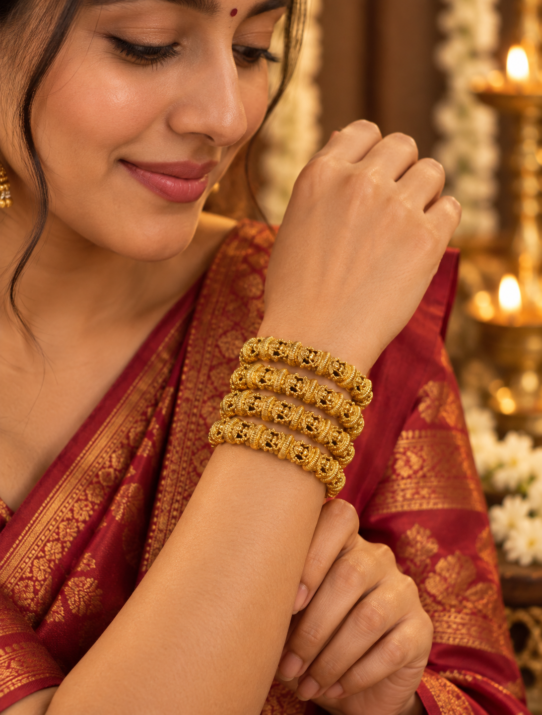 Traditional Lakshmi Devi Motif Bangle Set