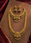 Lakshmi Devi Gold Plated Choker and Long Haram Set