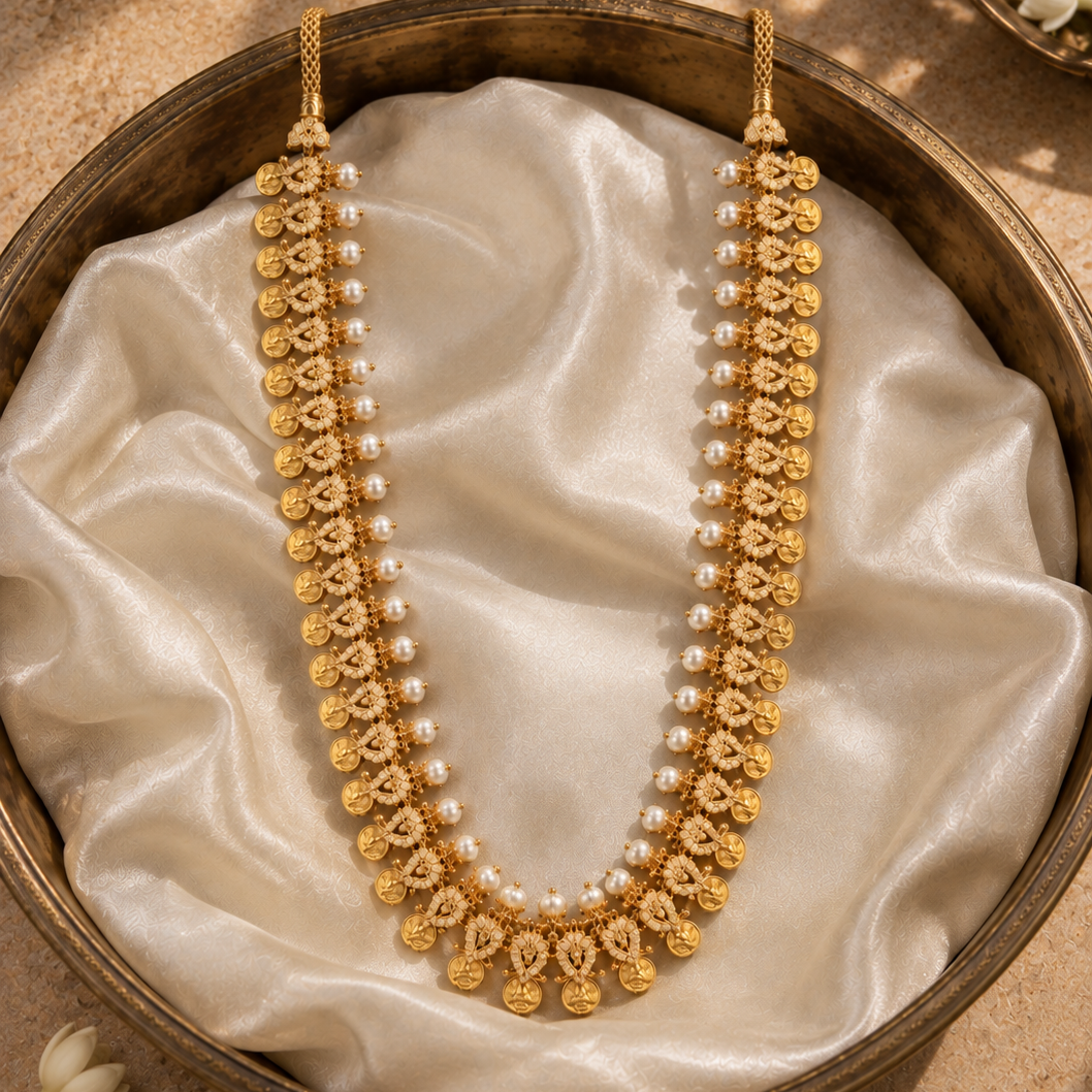 Amra Gold Plated Long Haram Necklace