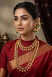 Gold Finish Temple Coin Necklace Set