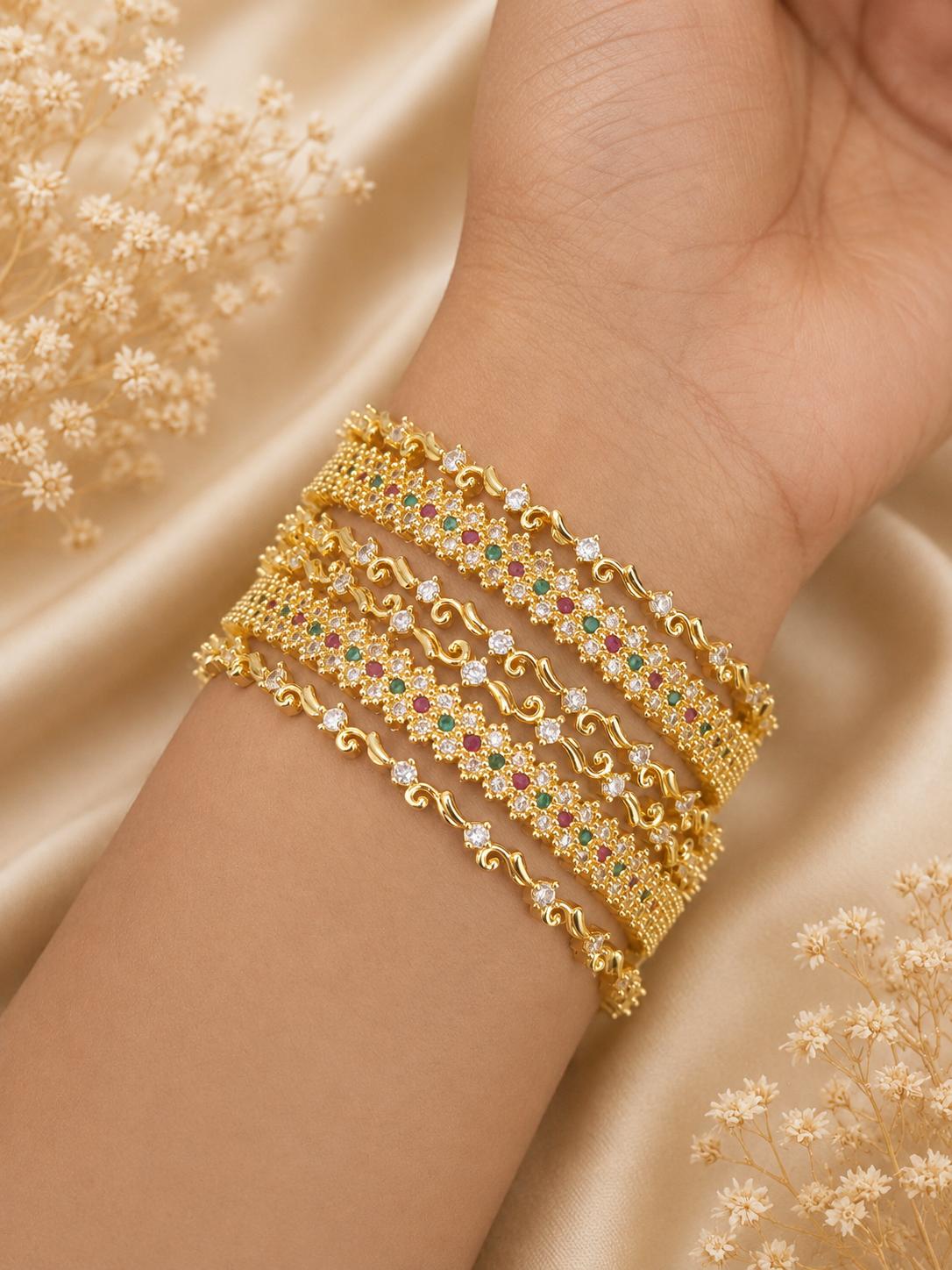 Gold Plated Multicolour Stone Designer Bangle