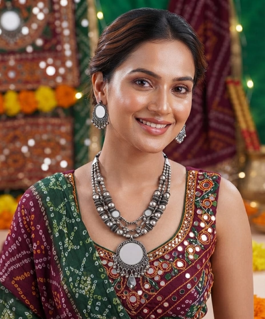 Oxidised Layered Traditional Necklace Set