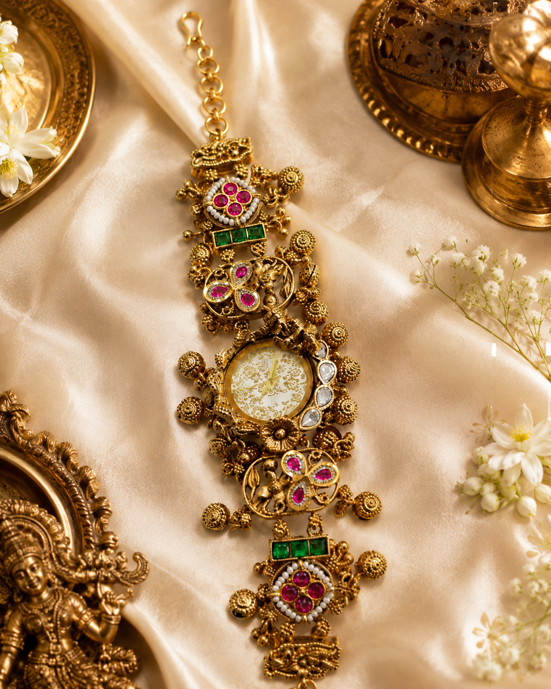 Antique Floral Kundan Heritage Watch