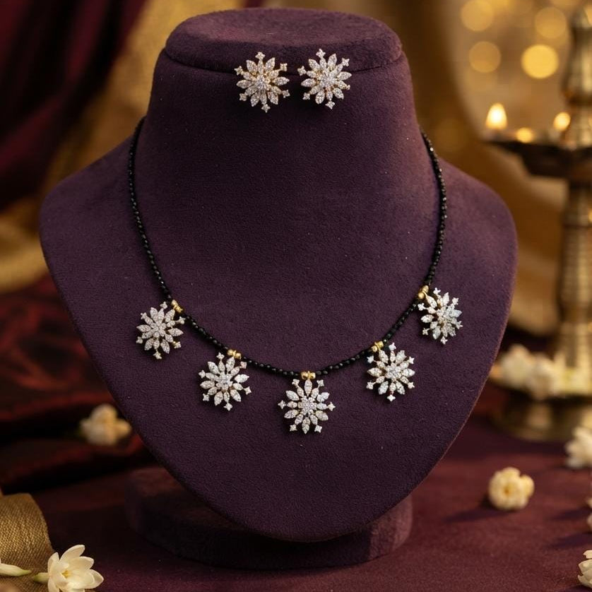 White Floral Beaded Mangalsutra