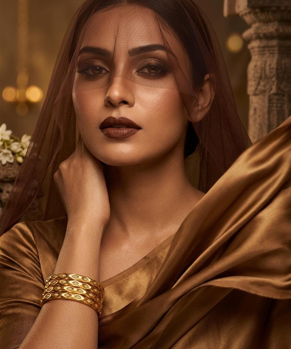 Gold Finish Leaf Motif Bangle