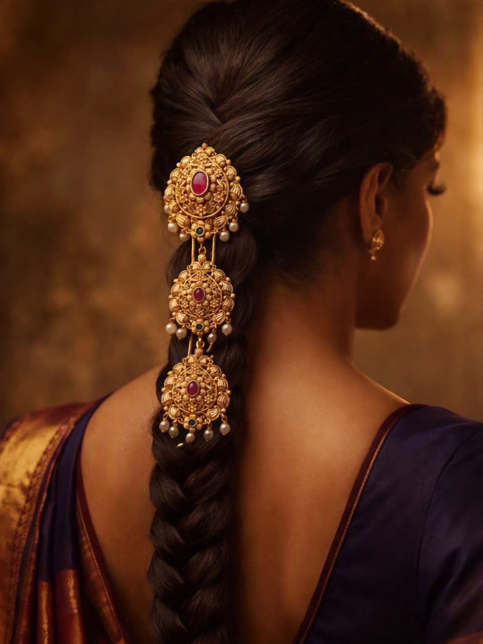 Ruby Stone Layered Hair Ornament
