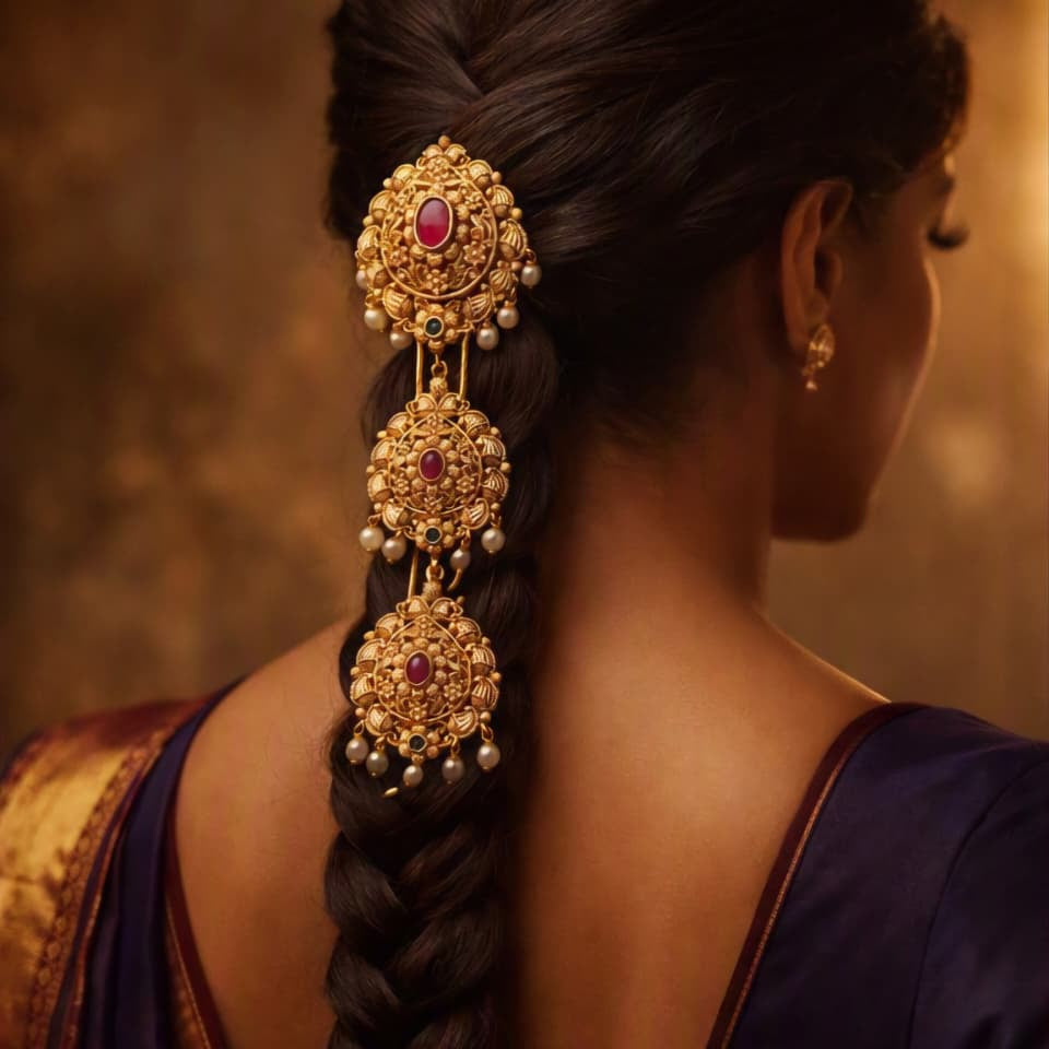 Ruby Stone Layered Hair Ornament