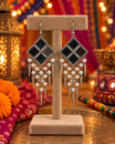 Oxidised Square Drop Earrings