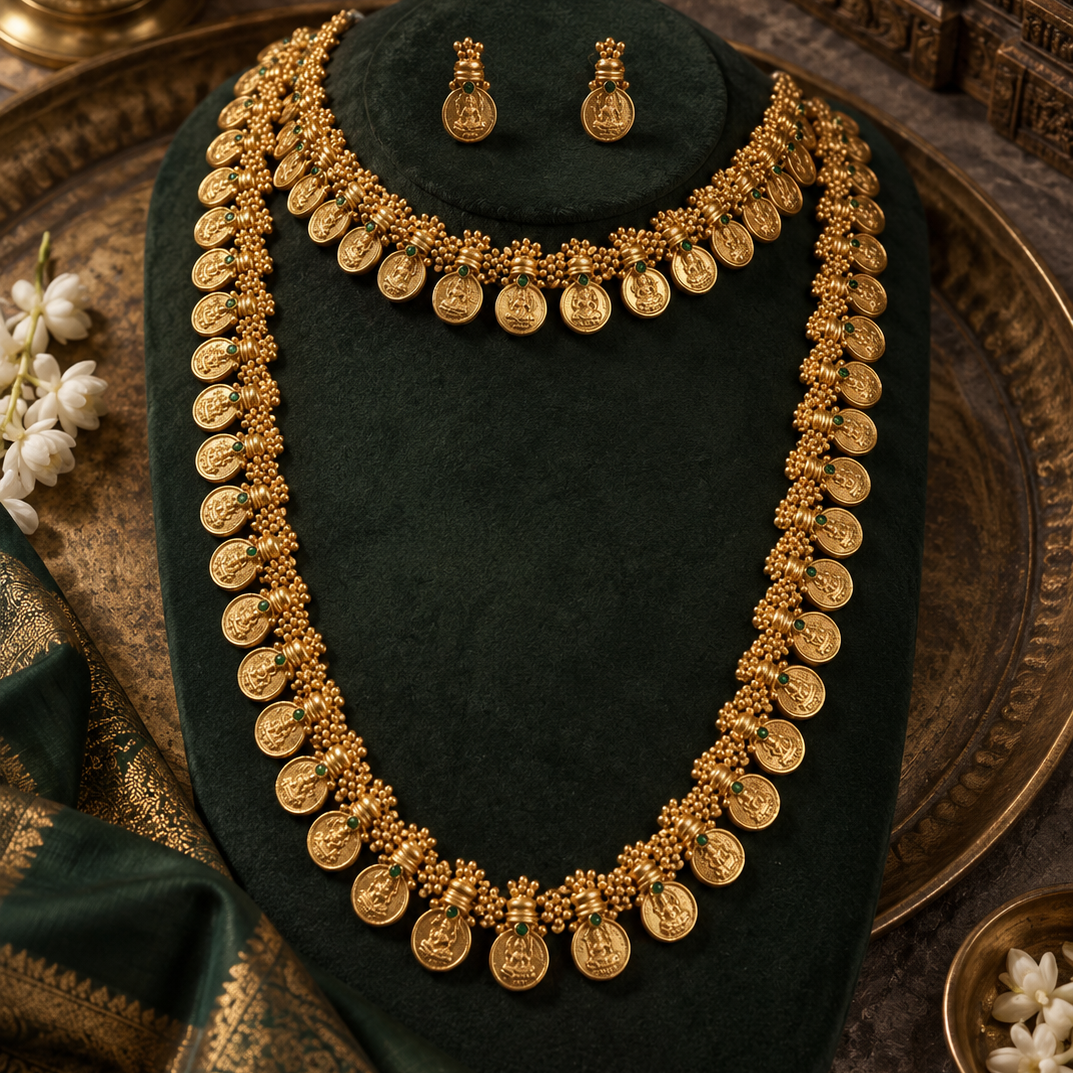 Layered Kasula Gold Plated Haram Necklace Set