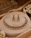 Floral Rose Gold Tone Necklace Set with Earrings