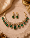 Green Kundan Gold Plated Necklace Set with Earrings