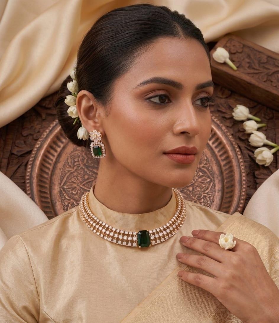 Emerald & Diamond-Cut Necklace Set
