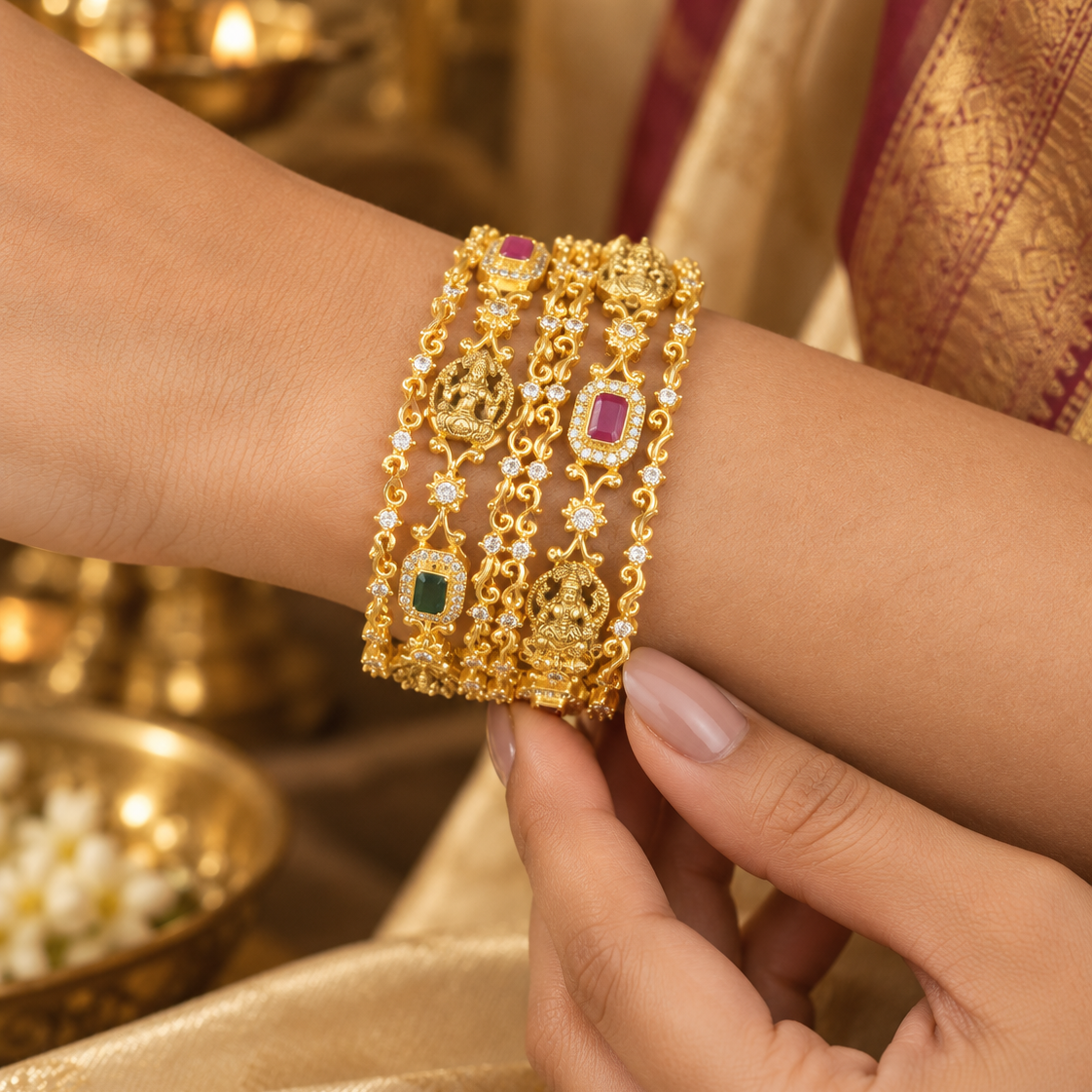 Multicolour Traditional Wide Bangle Set