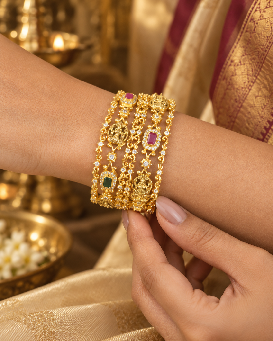 Multicolour Traditional Wide Bangle Set