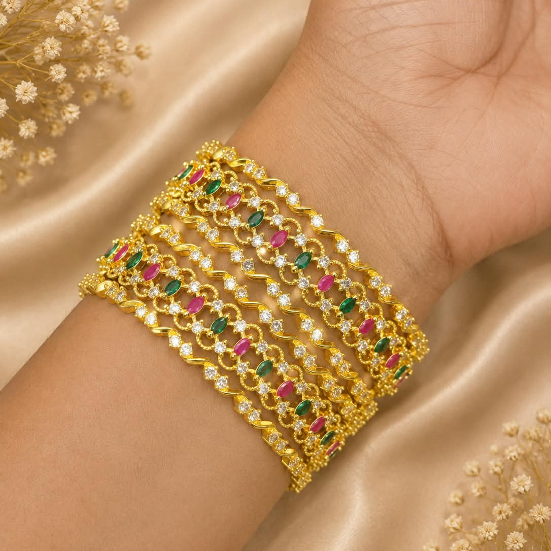 Gold Plated Multicolour Stone Traditional Bangle