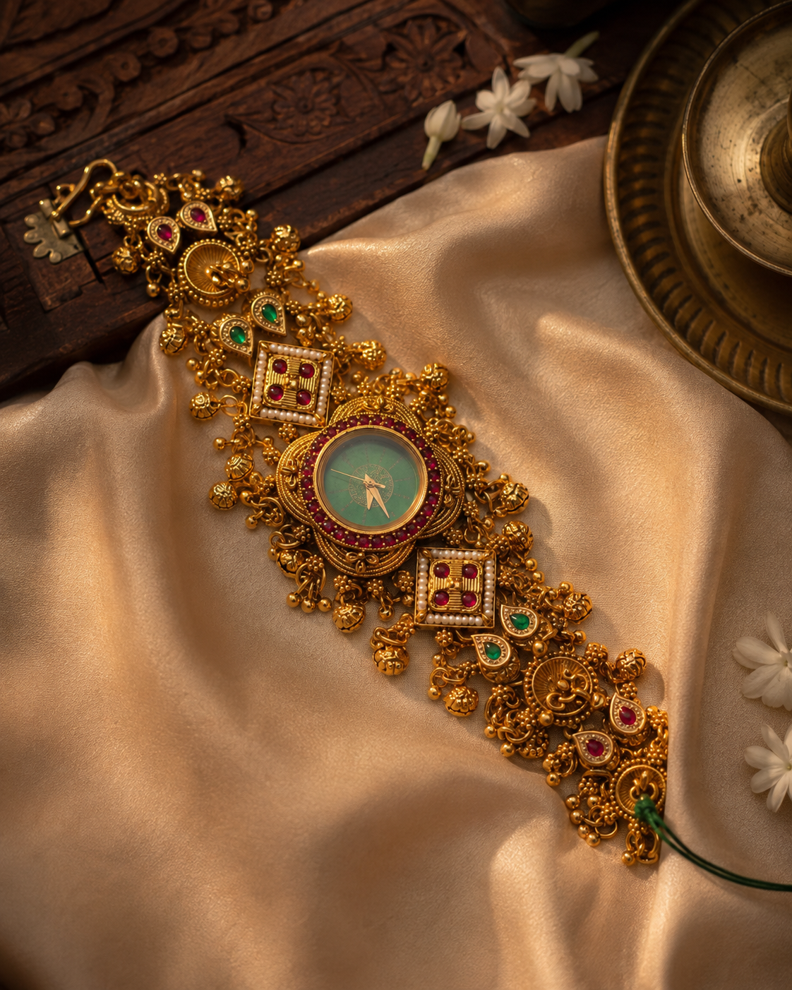 Green Kundan Geometric Heritage Watch