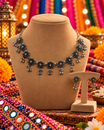 Oxidised Flower Chain Necklace Set