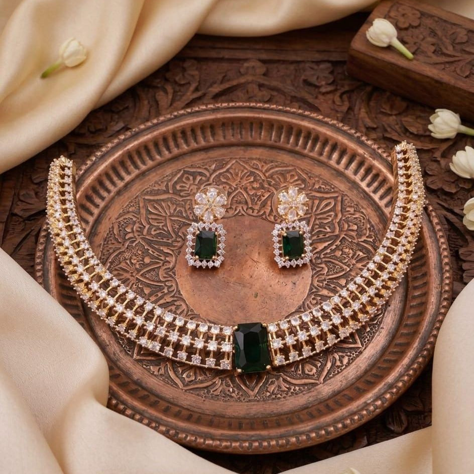 Emerald & Diamond-Cut Necklace Set