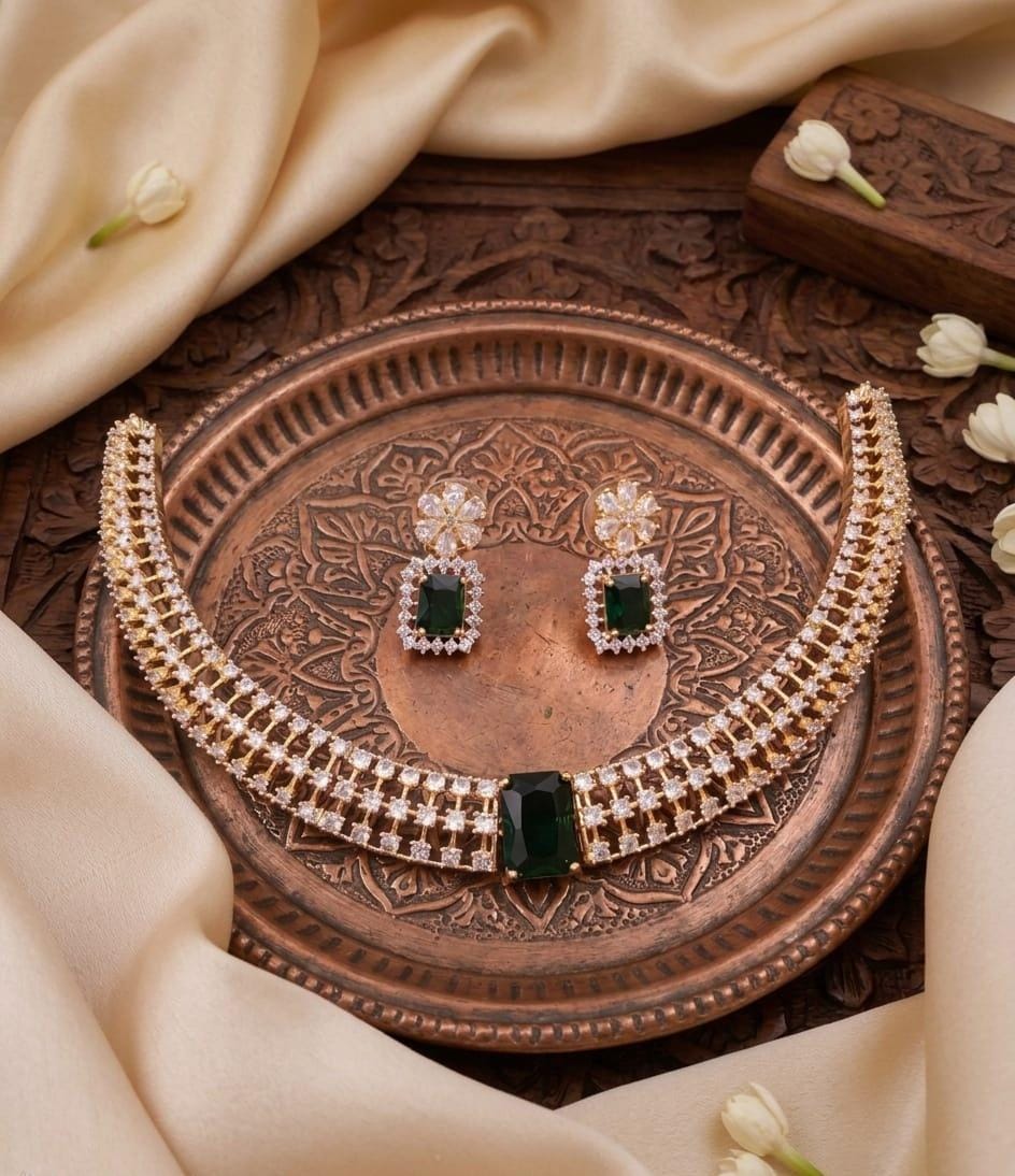 Emerald & Diamond-Cut Necklace Set